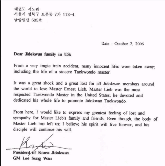 Letter from President of Korea Jidokwon