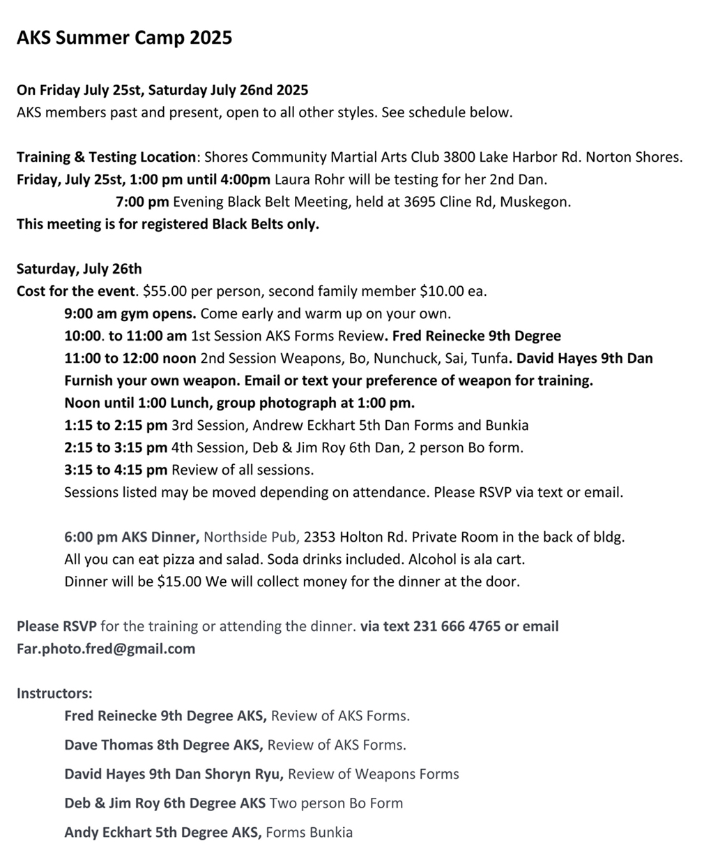 AKS Summer Camp Schedule